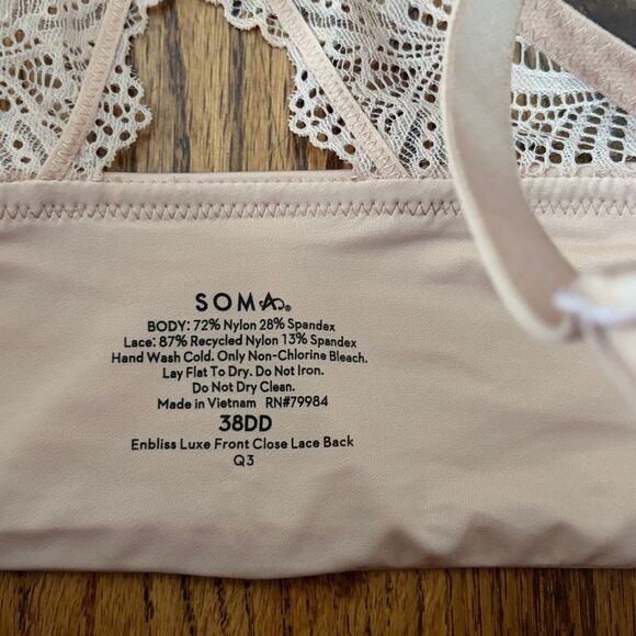 Soma Enbliss Luxe Front Close Lace Back Bra Size 38DD - Picture 2 of 3